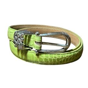 Brighton | Lime Green Crocodile Embossed Belt with Silver Buckle